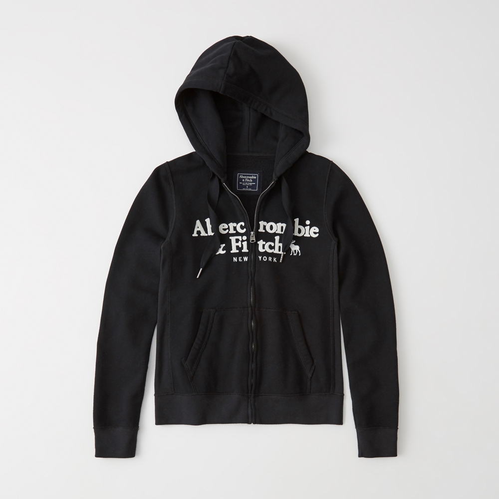 Womens Full-Zip Embroidered Logo Hoodie 