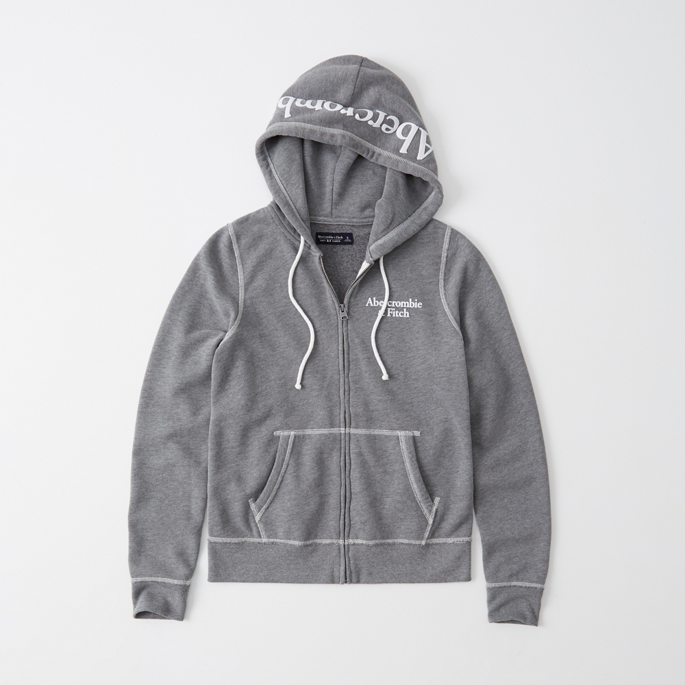 logo full zip hoodie abercrombie