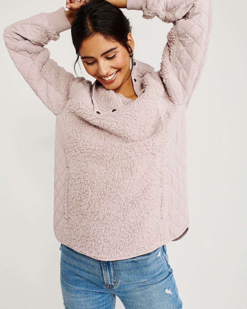 Asymmetrical Snap-Up Sherpa Fleece