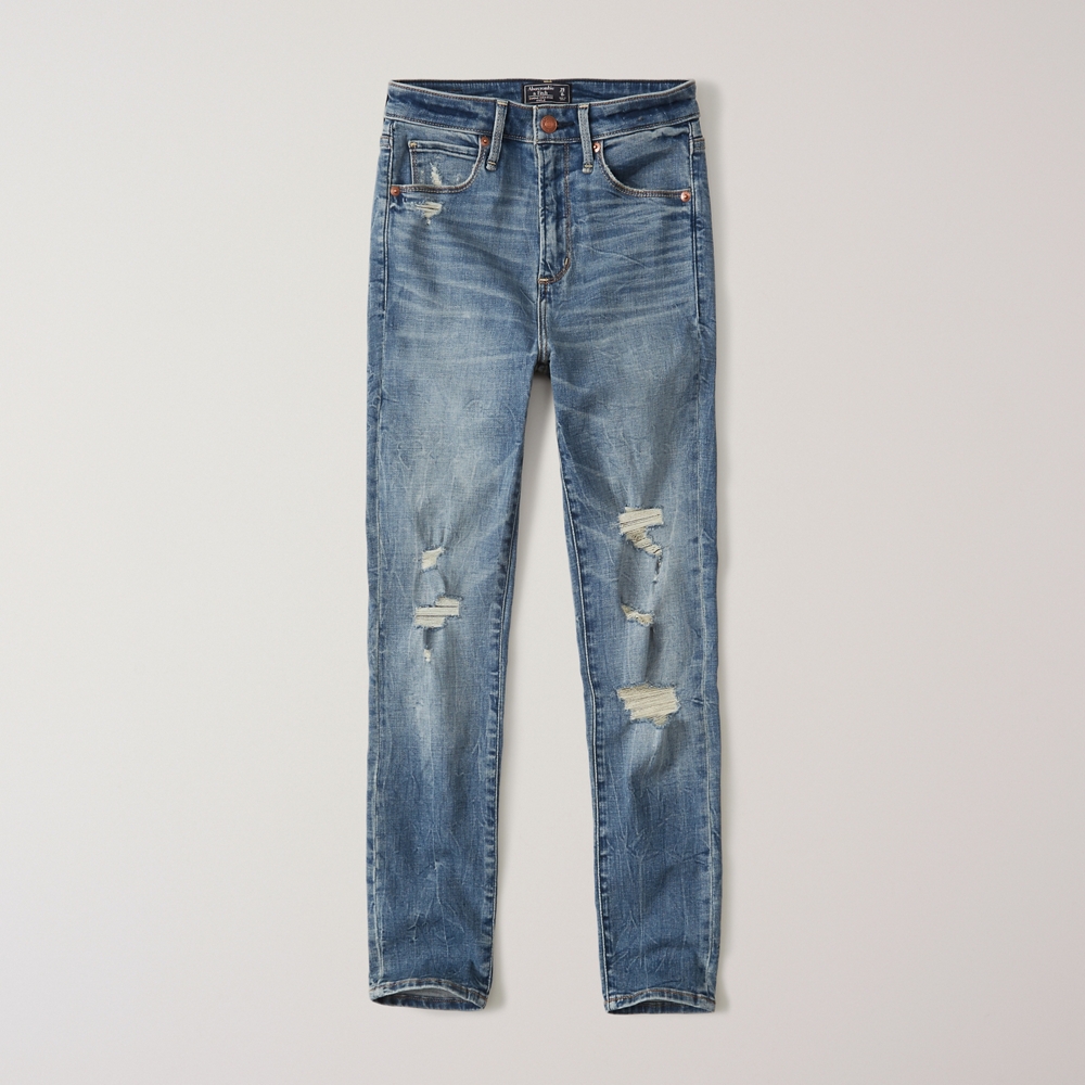 high rise super skinny ankle jeans abercrombie & fitch