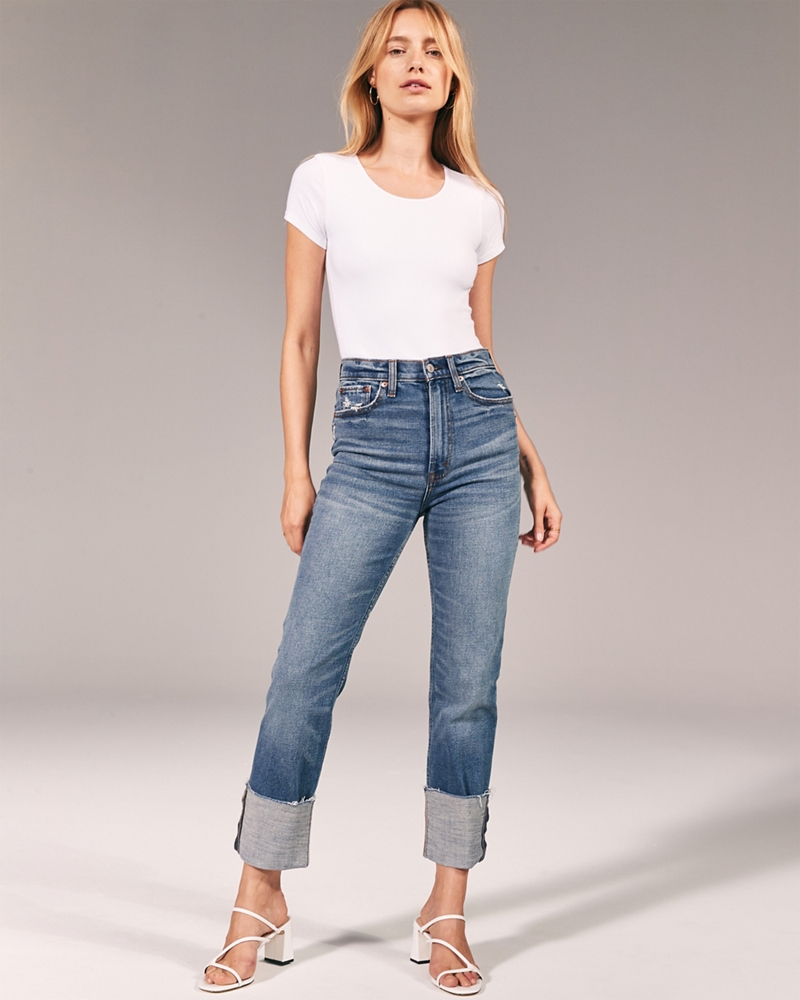 abercrombie & fitch ultra high rise straight jeans