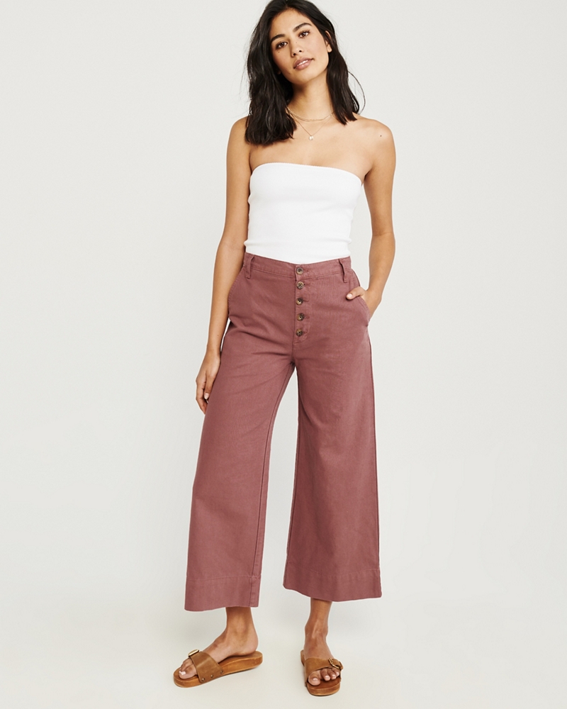 Button-Up Wide-Leg Pants