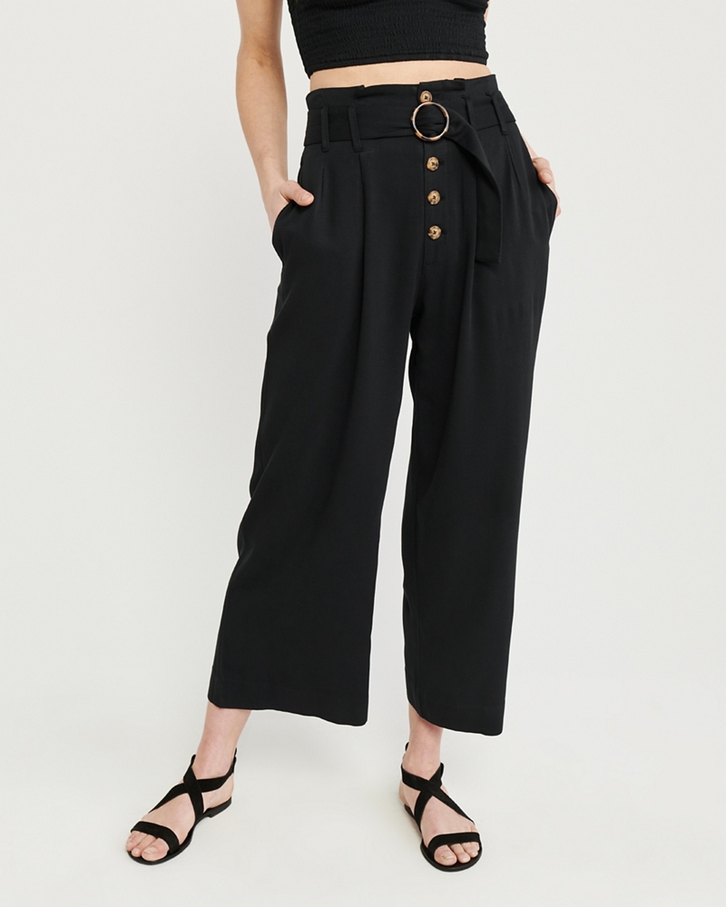 abercrombie belted wide leg pants