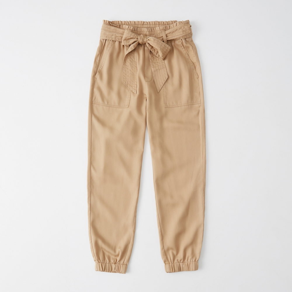 belted drapey joggers