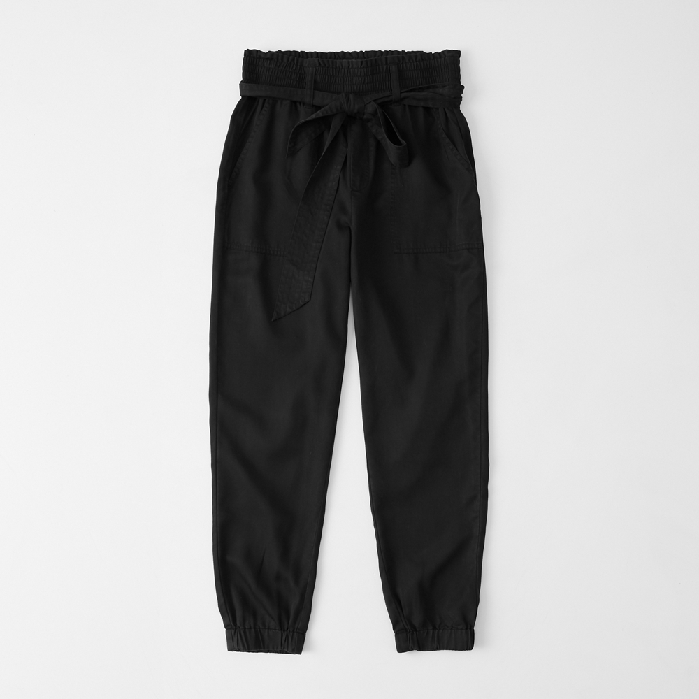 belted drapey joggers