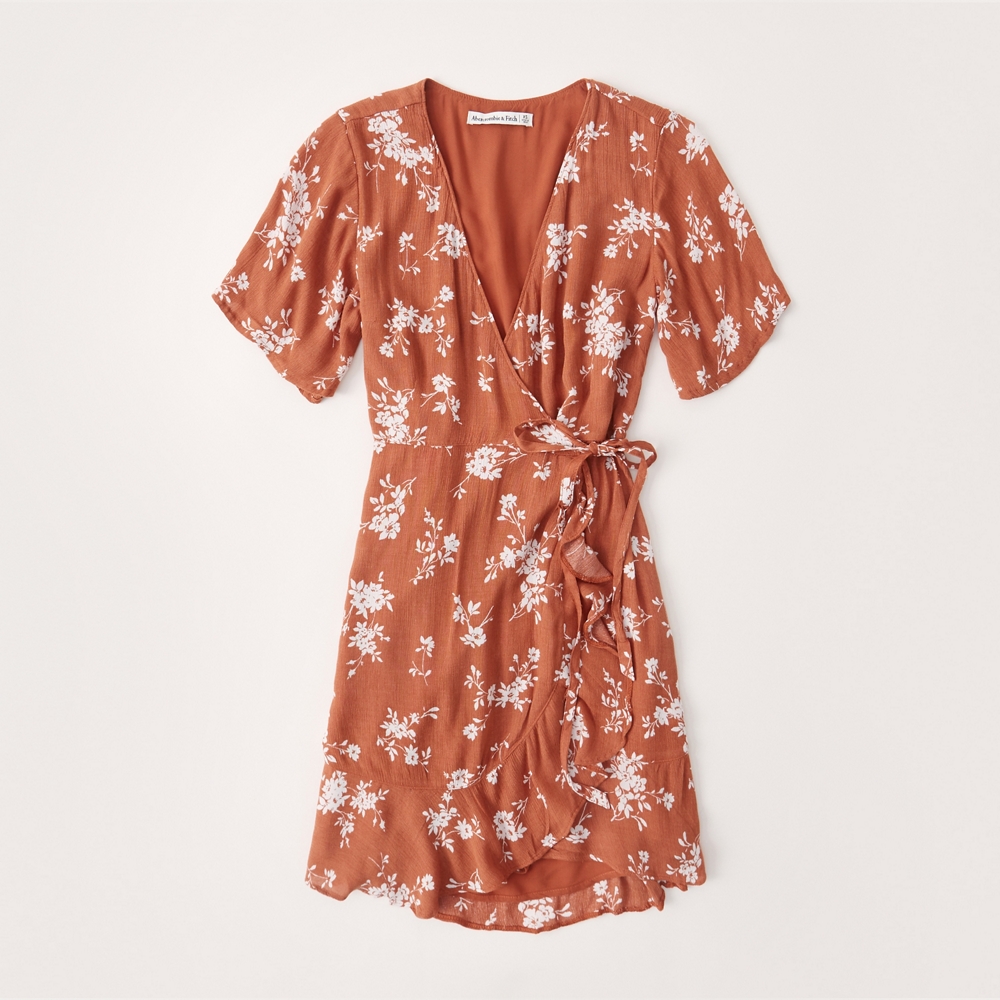 ruffle hem wrap dress