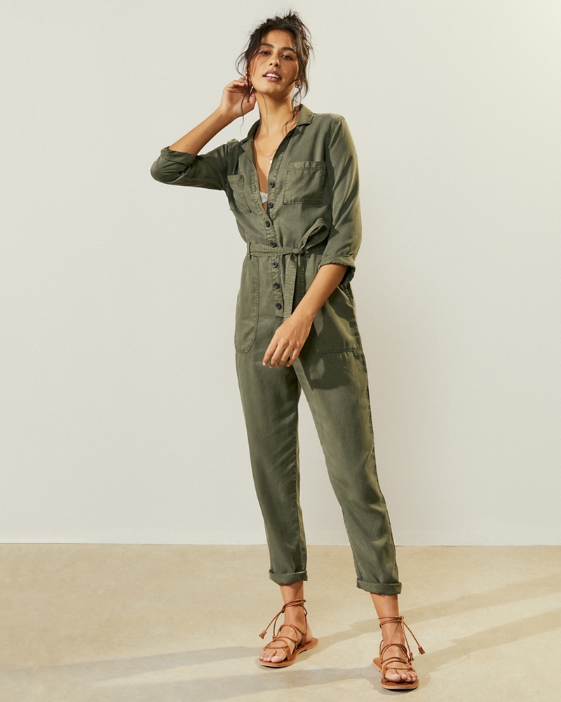 olive utility jumpsuit