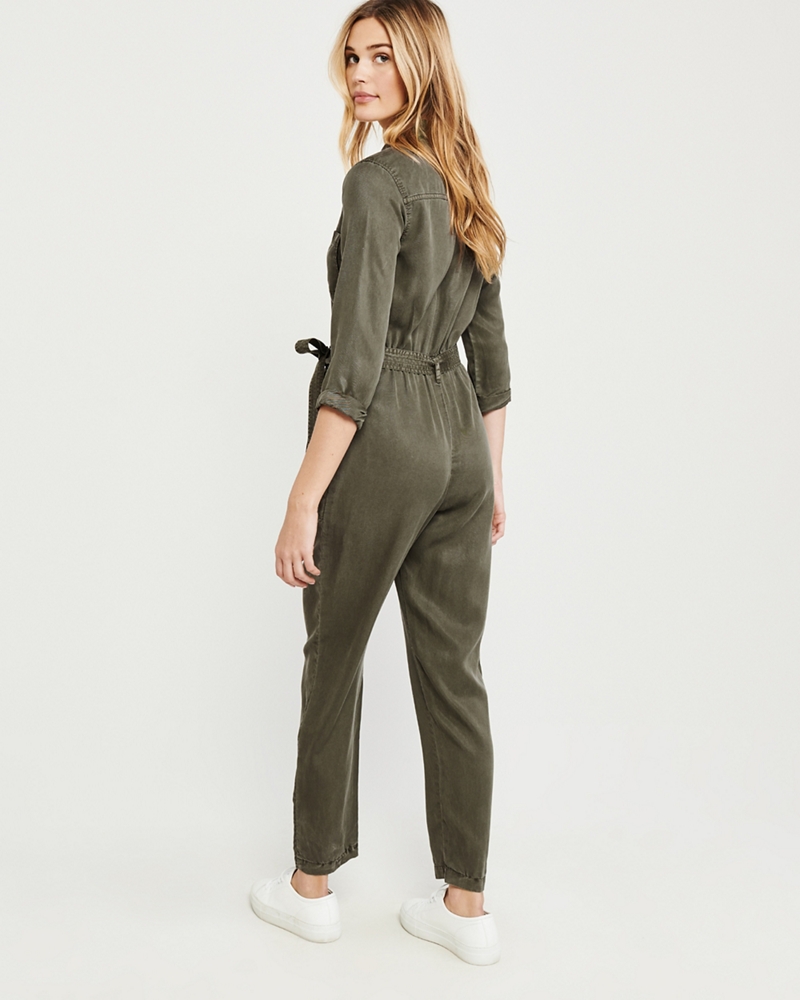 olive green utility jumpsuit