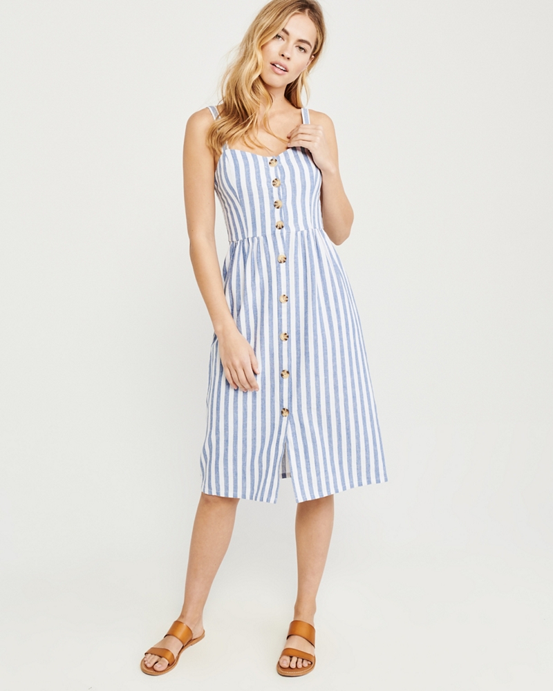 Button-Up Cami Midi Dress