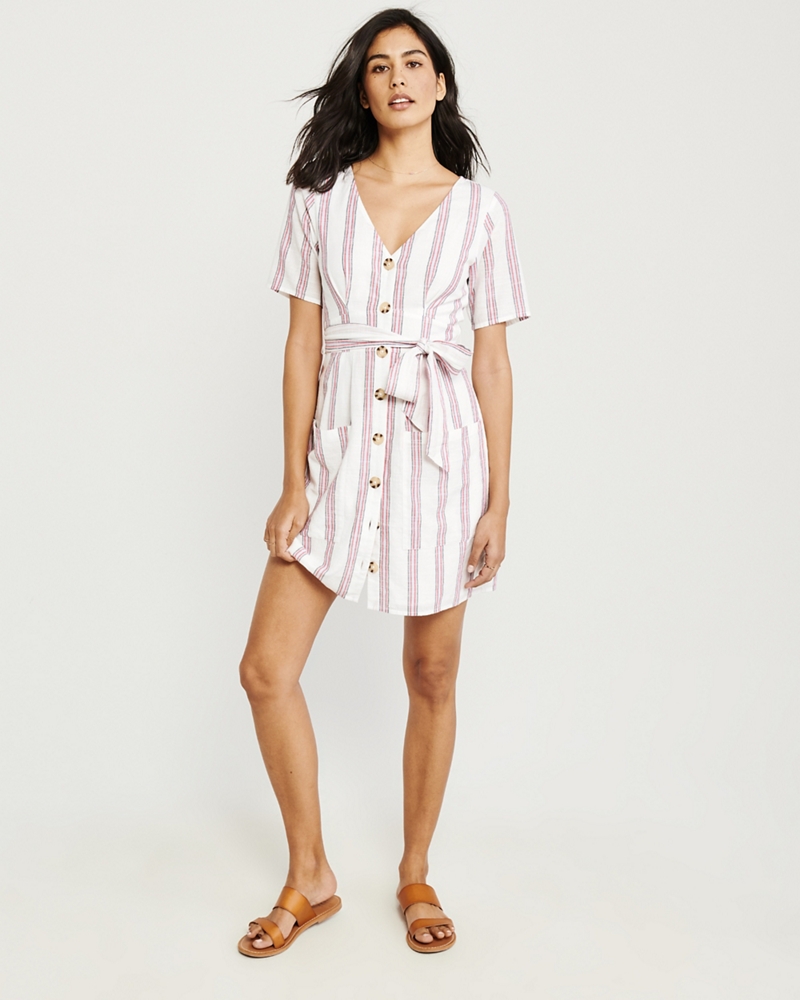 Button-Up Tie-Front Dress
