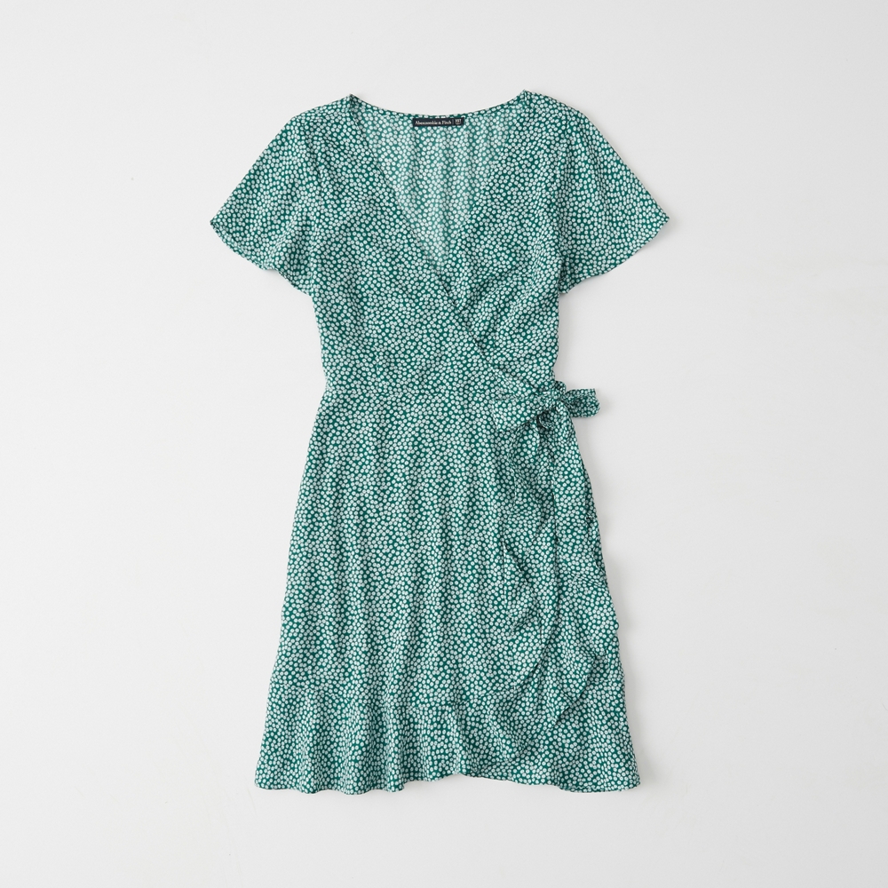 Short-Sleeve Wrap Dress | Abercrombie 