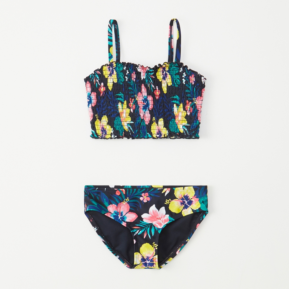 smocked two-piece swimsuit