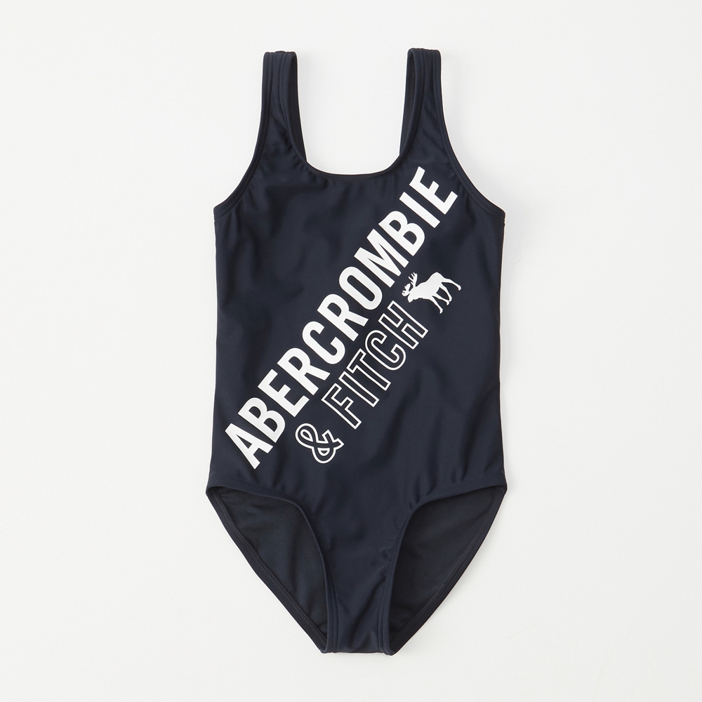 scoop-back one-piece logo swimsuit