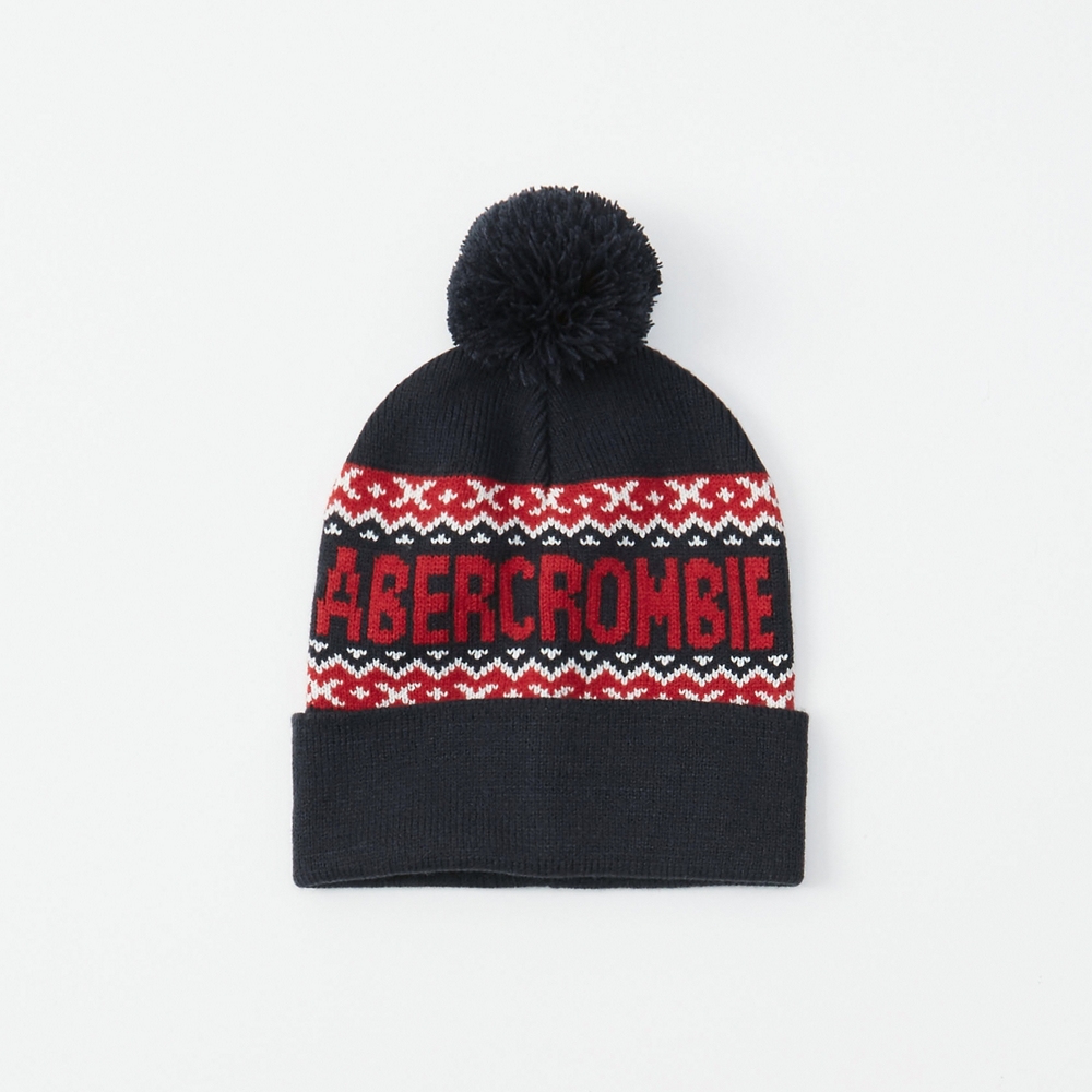 knit logo pom hat
