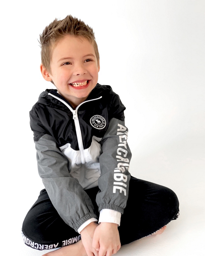 jersey-lined logo windbreaker