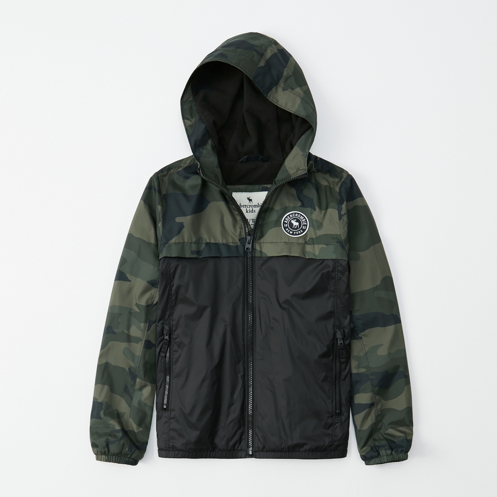 fleece-lined logo windbreaker