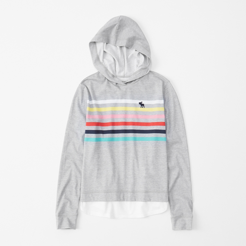 pattern twofer hoodie