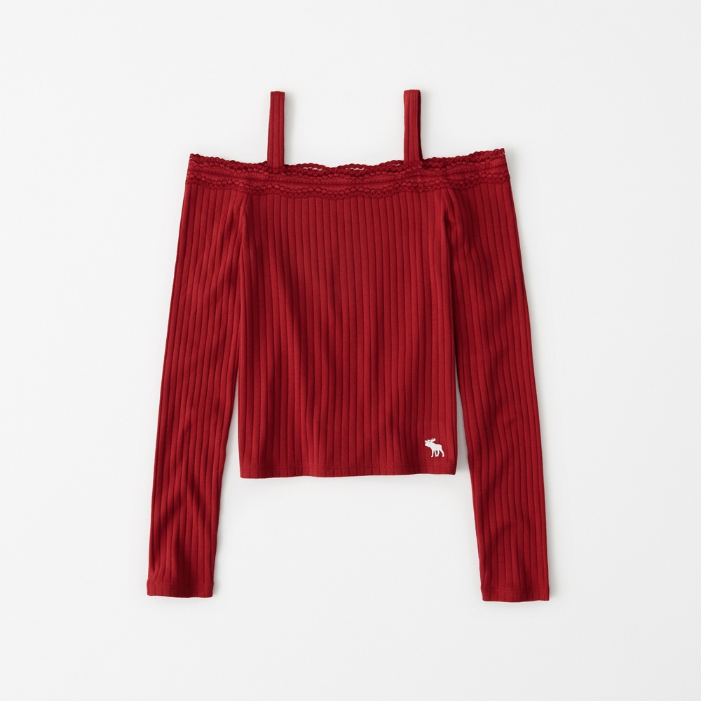 ribbed off-the-shoulder top