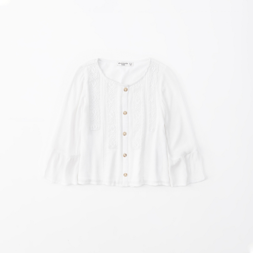 lace-pieced button-through top