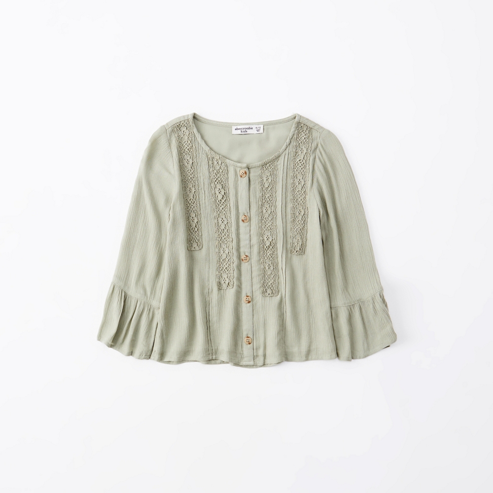 lace-pieced button-through top