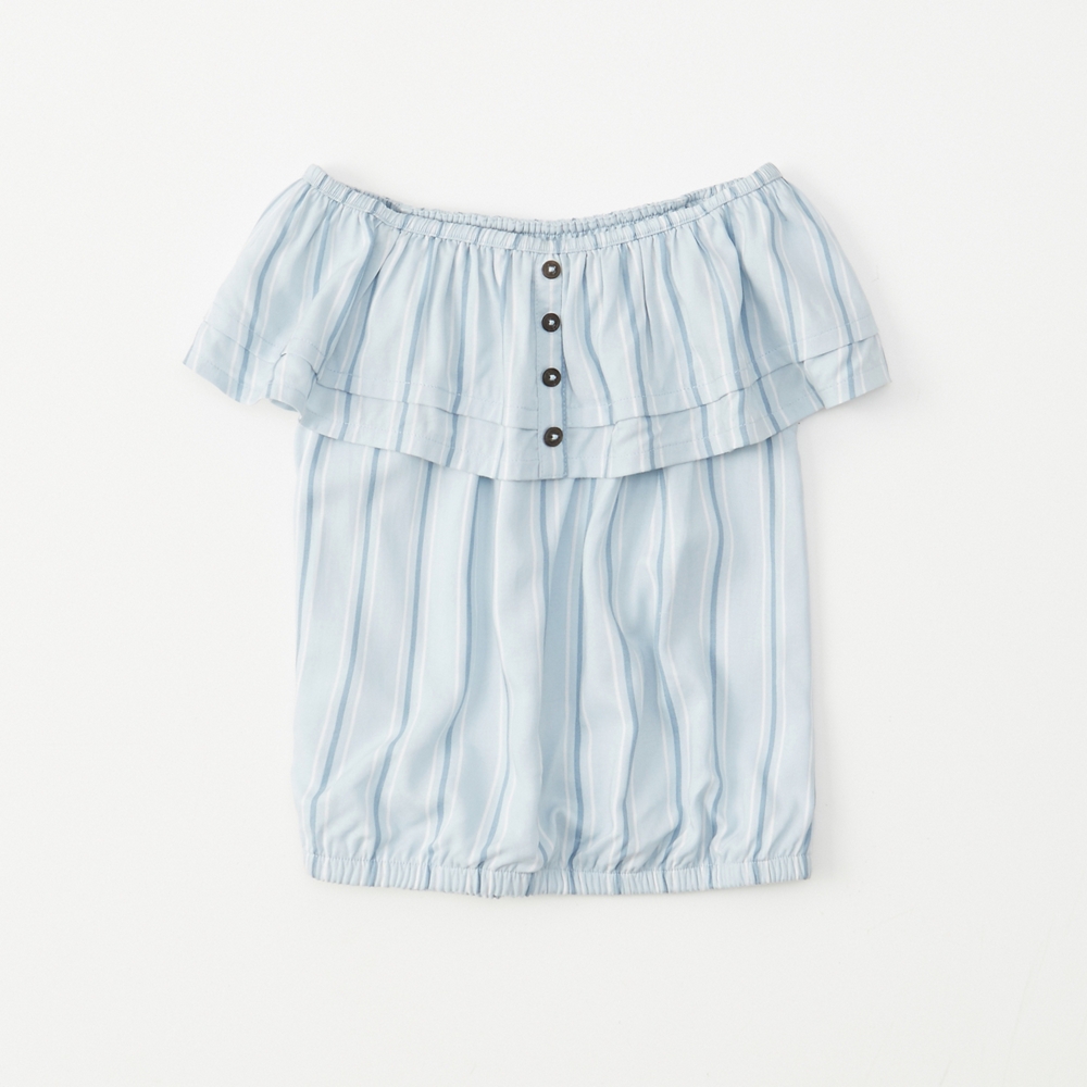 button-front off-the-shoulder top