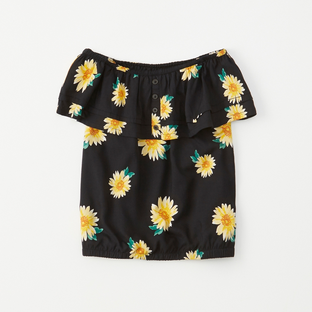 button-front off-the-shoulder top