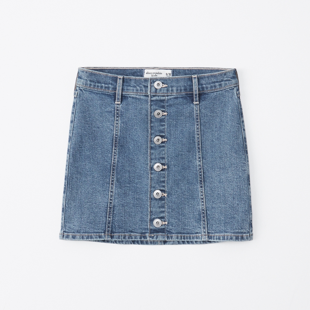 button-up denim skirt