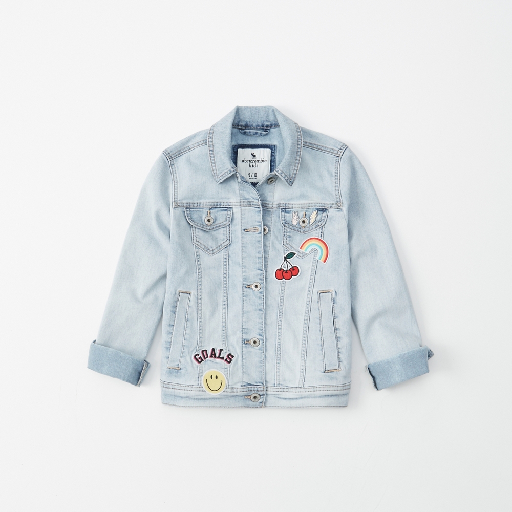 patched stretch denim jacket
