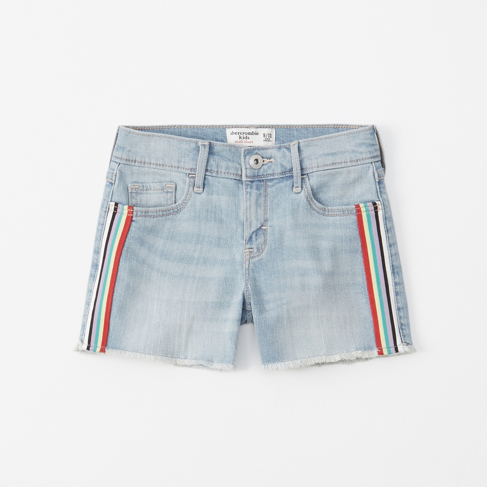 rainbow striped jean shorts