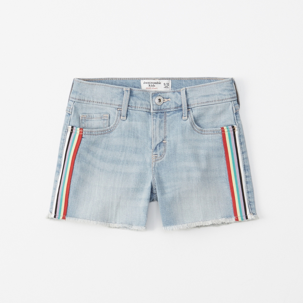 denim shorts with rainbow stripe