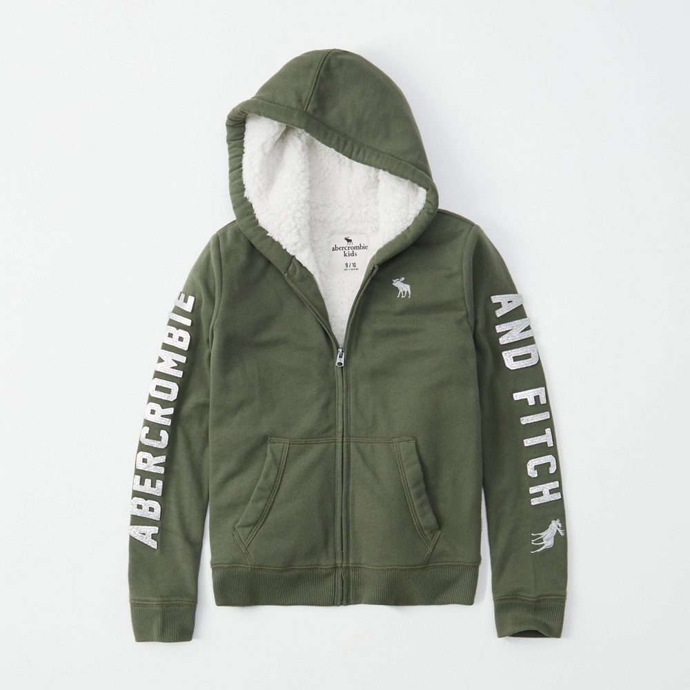 sherpa logo full-zip hoodie