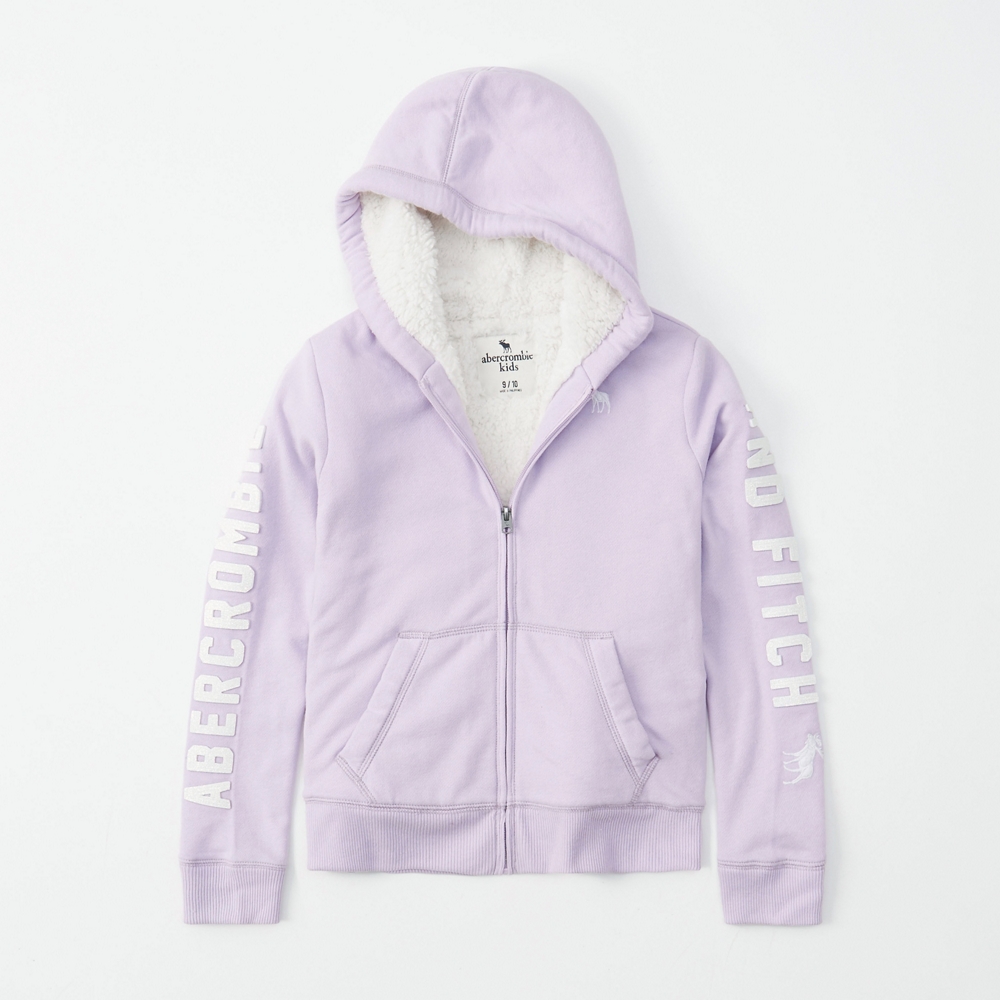 sherpa logo full-zip hoodie