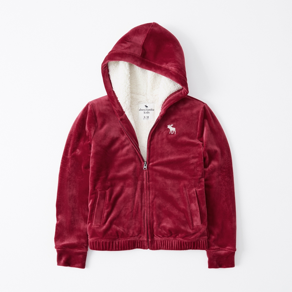 velour sherpa full-zip hoodie