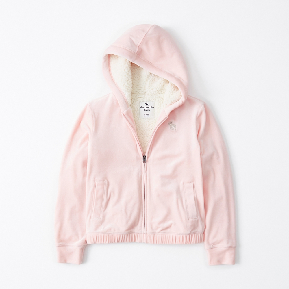 velour sherpa full-zip hoodie