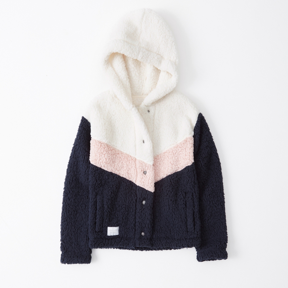 sherpa fleece hooded jacket