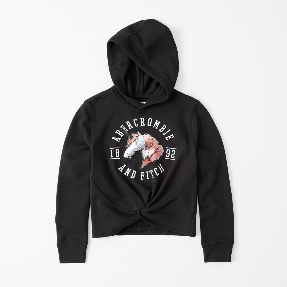 flip-sequin logo hoodie