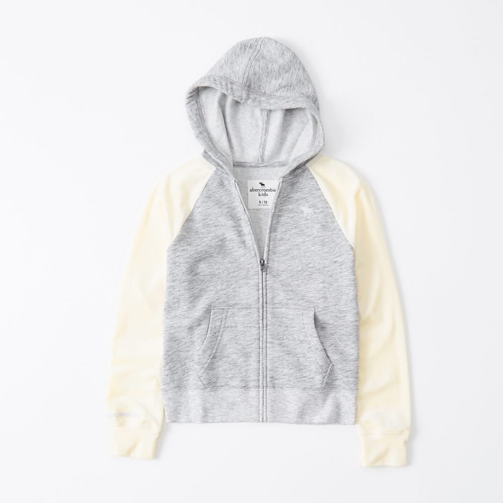 velour mixed full-zip hoodie