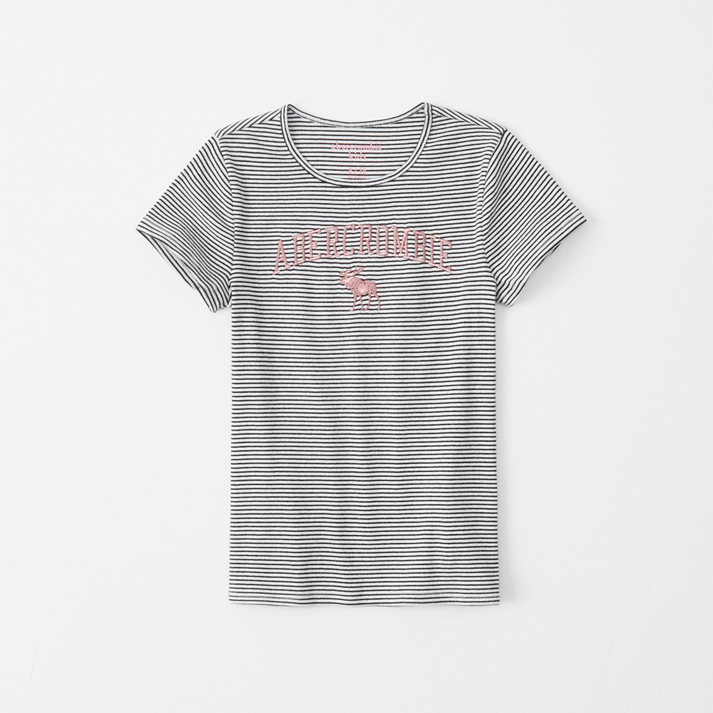ribbed shiny logo tee