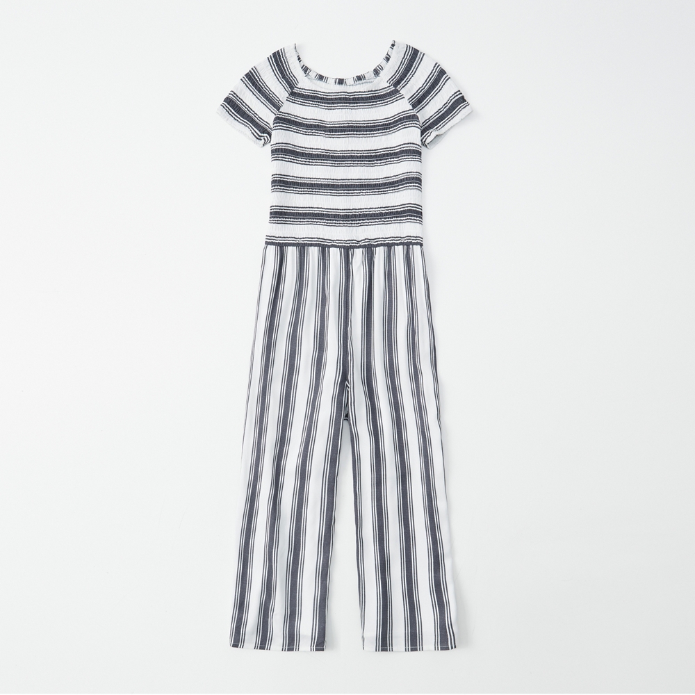 smocked cropped jumpsuit