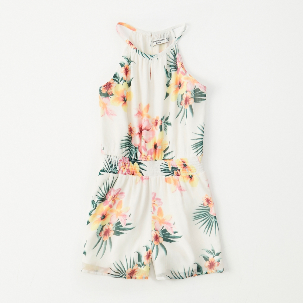 high-neck chiffon romper