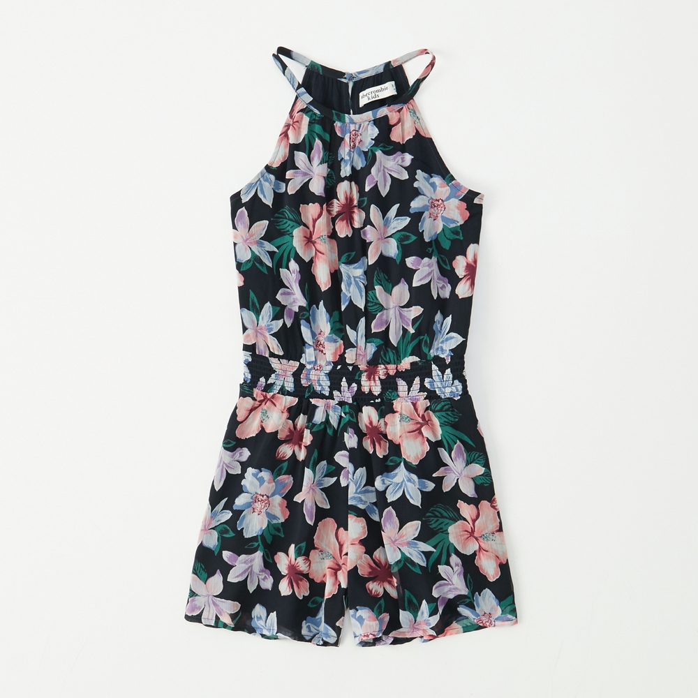 high-neck chiffon romper