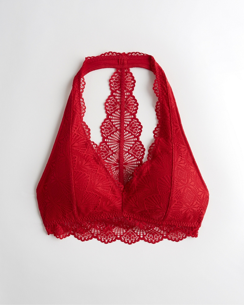 red halter neck bralette