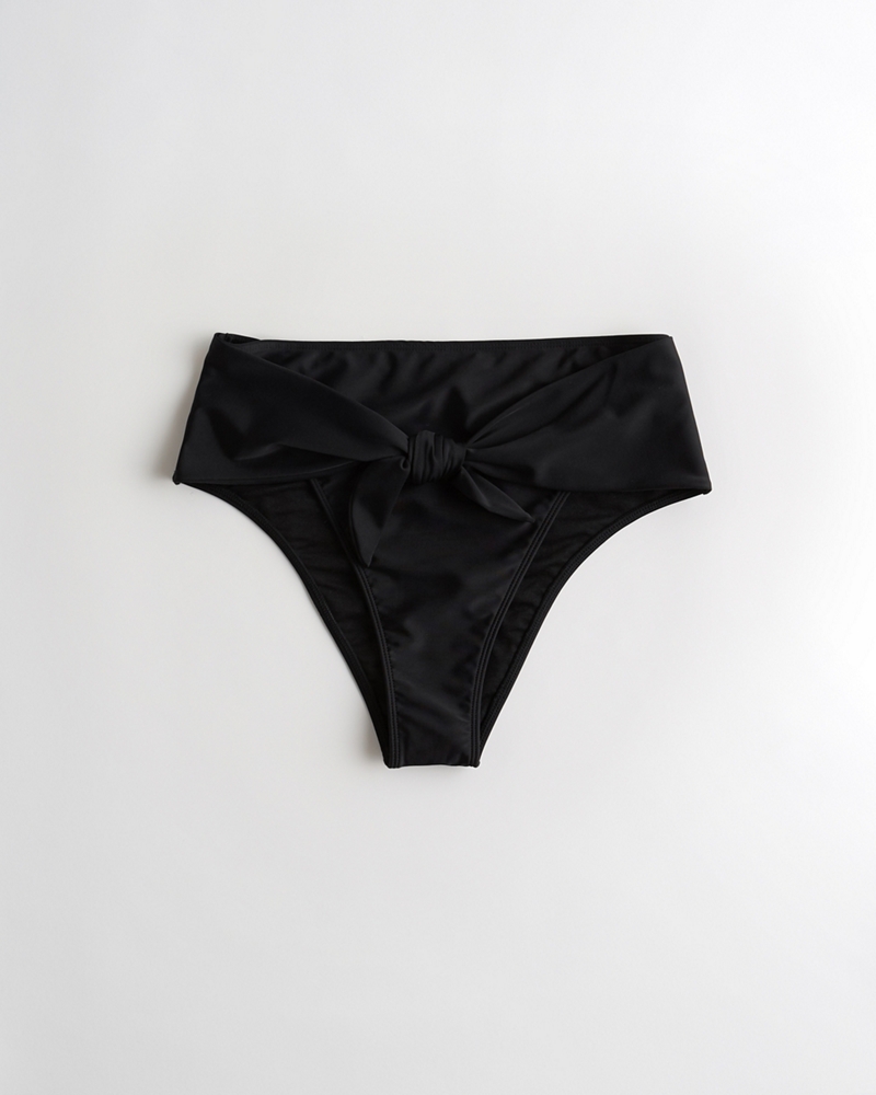 high waisted high leg black bikini bottoms