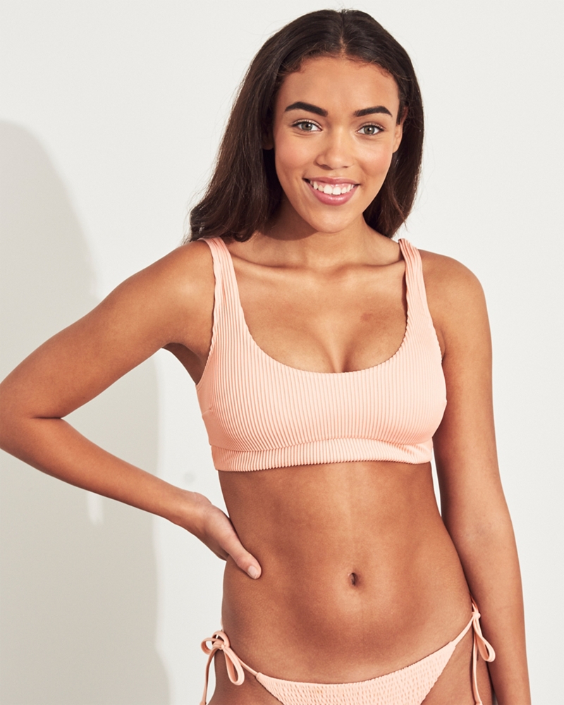 ribbed scoop bikini top hollister