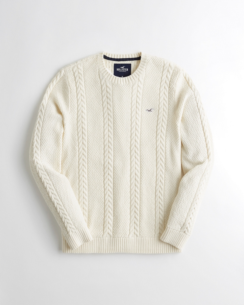 cable crewneck sweater hollister