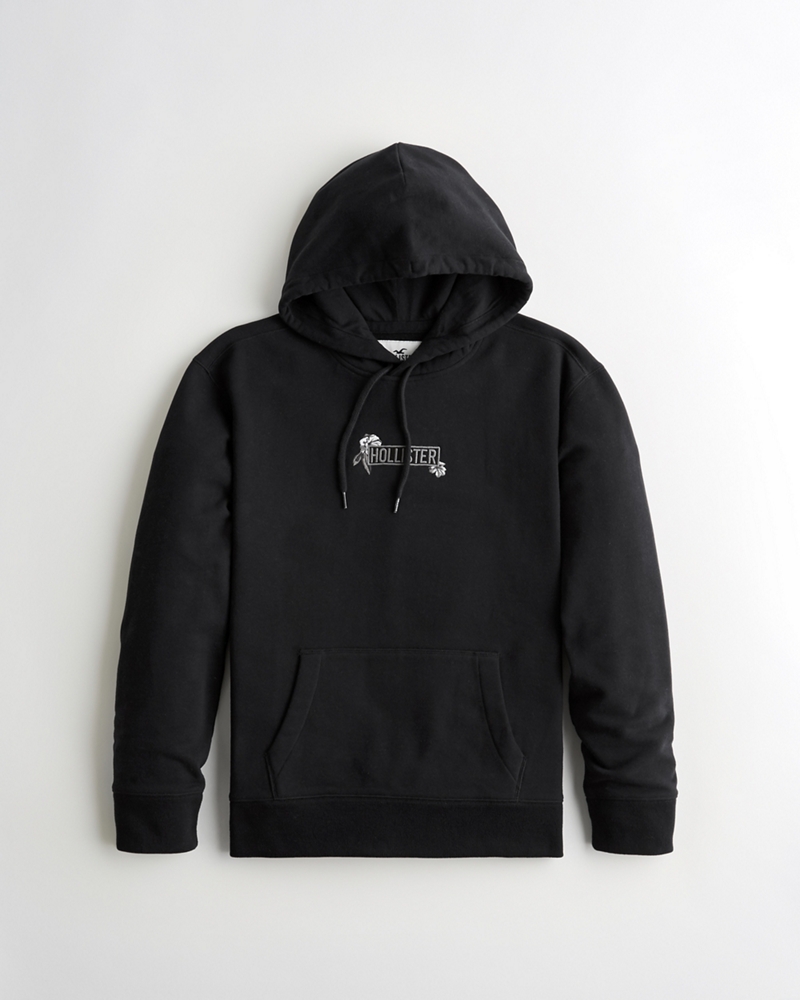 black hoodie with flowers