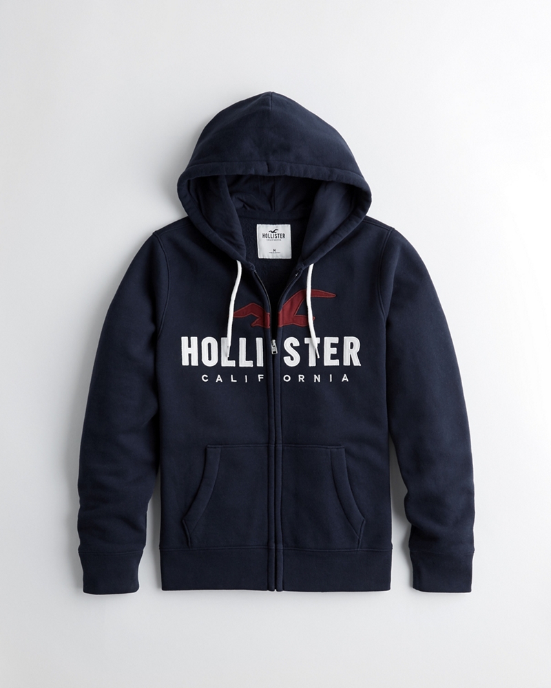 hollister logo full zip hoodie