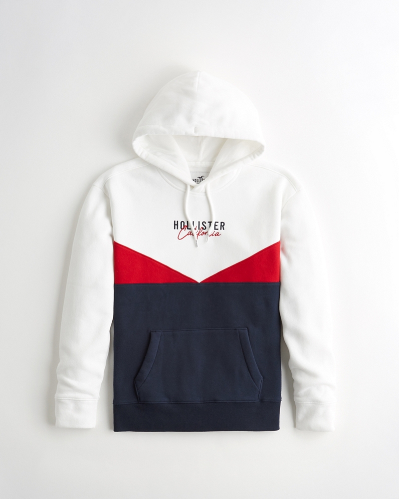 colorblock logo hoodie hollister