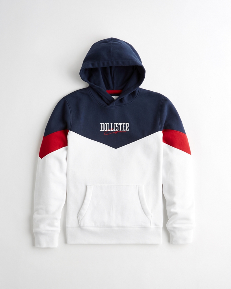 colorblock logo hoodie hollister