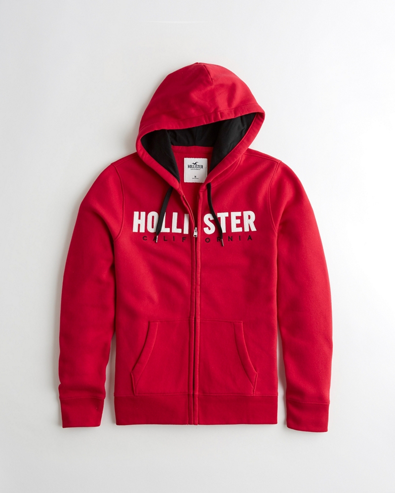 red hollister zip up